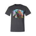 thumbnail image 2 of Wild Bobby Rainbow Painted Manatee Dean Russo Design Animal Lover Men Tee, Heather Black, X-Large, 2 of 6