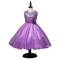 thumbnail image 2 of Styles I Love Little Kid Girls Sleeveless Sequin Tulle Flower Girl Dress Wedding Pageant Party Dresses 2-8Y, 5 Colors (Purple, 160/7-8 Years), 2 of 5