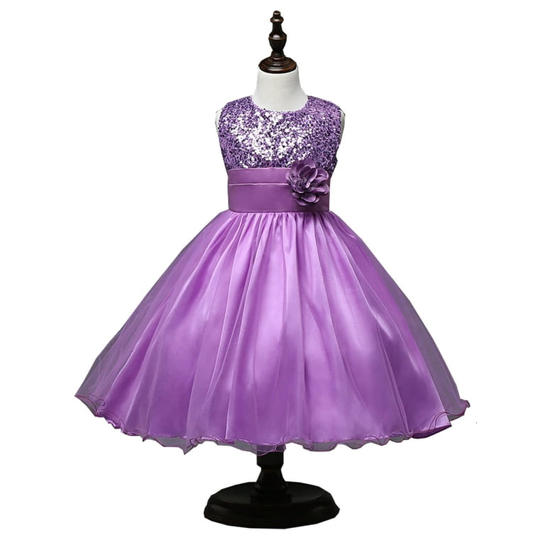 Purple Little Flower Girl Dresses Sleeveless Tulle Beaded Kids Party D —  Bridelily