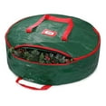 thumbnail image 2 of Large Christmas Wreath Storage Bag 24” - Garland Holiday Container with Tear Resistant Fabric - Featuring Heavy Duty Handles and Transparent Card Slot - (Red), 2 of 8