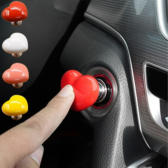 Heart-Shaped Car Push To Start Button Rocker Automotive Start Button Start Cover Decorative Accessories Car One Button Start Lever Car Engine Start,Black&friday Deals 2024,Cyber&Monday Deals 2024