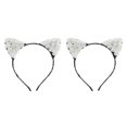 thumbnail image 2 of Paquete de 2 diademas de gato Colcomx Diadema de flores accesorios para El cabello blanco, 2 of 8
