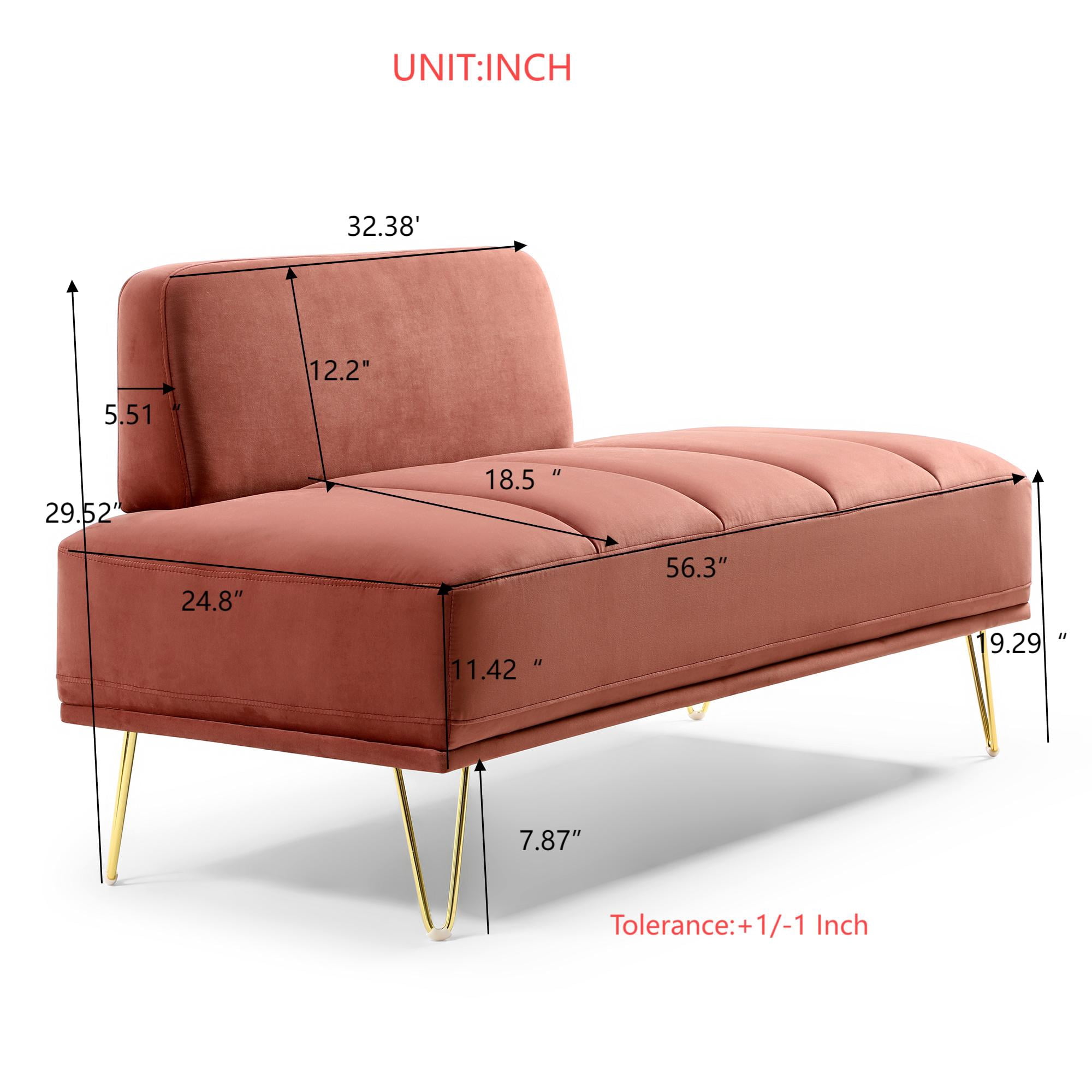 Miniyam 56.3"Modern End of Bed Bench,Velvet Upholstered 2 Seater Sofa Couch,Entryway Ottoman Bench,Rose