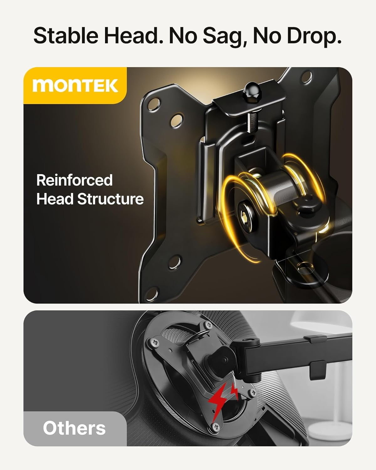 monTEK Freestanding Dual Monitor Stand for 17"–32" Screens, Heavy Duty Monitor Mount with Solid V-Shaped Base, Holds up to 22 lb per Arm, Fully Adjustable VESA 75/100mm Desk Stand, Matte Black
