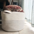 thumbnail image 7 of A*Homeist Extra Large Cotton Rope Basket 21.7"x 13.8" Blanket Basket Woven Baby Laundry Baskets Toys Storage Basket with Handle - Black Stitch, 7 of 7
