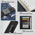 thumbnail image 4 of Premium Faux Leather Notebook - Refillable, Multi-Functional Organizer, 23.3x17cm, All-Season Use，Dark Blue Background, 4 of 6