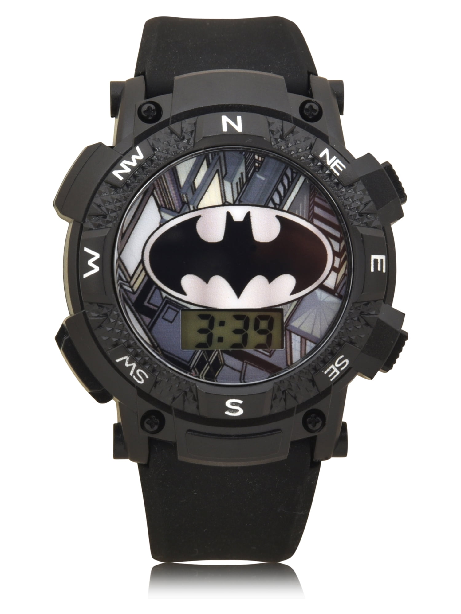 BATMAN LCD BLACK WATCH WITH MOLDED BEZEL AND SILICONE STRAP