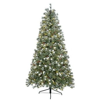 Holiday Time 7.5-Foot Pre-Lit Redland Spruce Artificial Christmas Tree, with 450 Warm White LED Lights