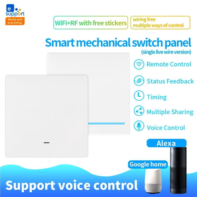 Interruptor Inteligente De Pared Controlador De Luz Inteligente De Pared Mecánico Wi-Fi Blanco Con Arrancador Noticed HA024449-01