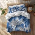 thumbnail image 2 of Gradient Blue Twin Size Comforter Set, Modern Abstract Blue Grey Ombre Mottled Stripes Bedding for All Seasons, 4 Pcs Bed Set, 1 Quiltcover (68"x86") ,1Sheet(67"x116"), 2Pillowcases (30"x20"), 2 of 9