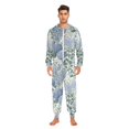thumbnail image 3 of FORMRS Onesies Pajama for Adults Unisex Hoodie Winter Jumpsuit One Piece Sleepwear, Sizes S-2XL, Blue Hydrangeas Pattern, 3 of 7