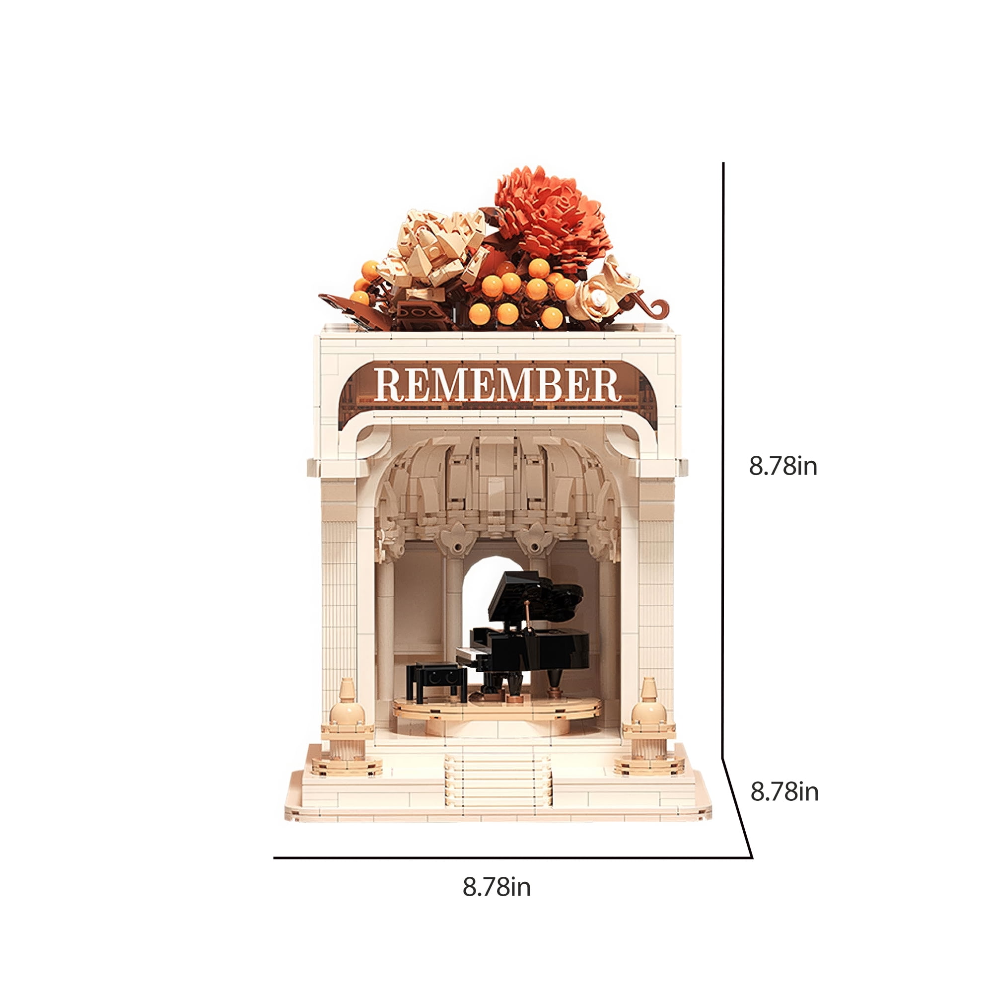 HI-REEKE Decorate Building Block Model Piano Flower Building Kit Toy Gift for Kid Adult Couple White