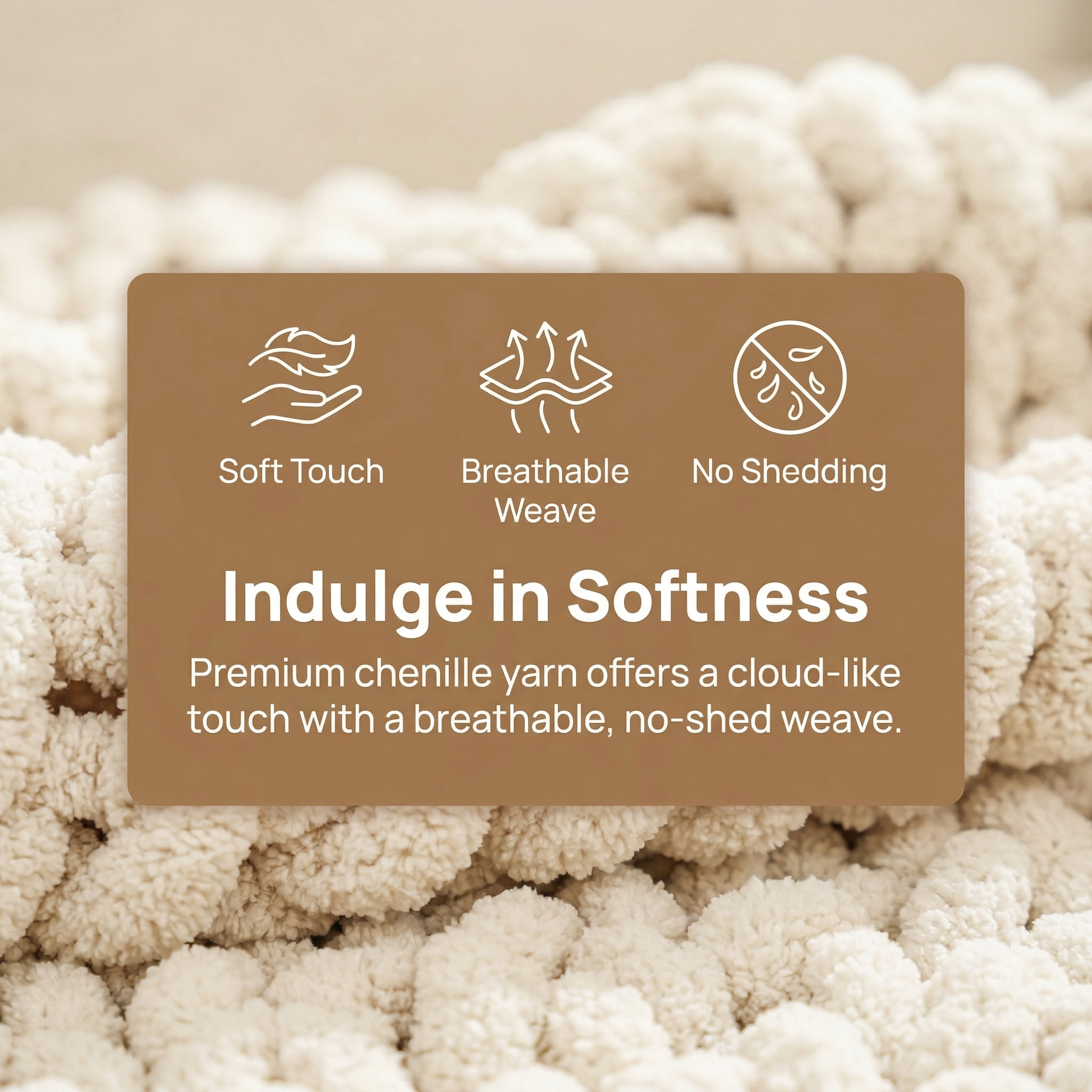 HomeCozy Chunky Knit Throw Blanket, 50x60 Inch Beige Soft Thick Chenille Blanket for Couch, Bed, Sofa, Cozy Hand Knitted Rope Knot Crochet Throw