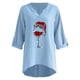 thumbnail image 4 of Tops Para Mujer Tops Con Estampado Navideño Manga Larga Hombro Algodón Lino Cuello en V Blusa Túnica Suelta Odeerbi  ODB183884, 4 of 5
