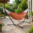 thumbnail image 3 of Fenbeli Double Camping Hammock with Stand 2 Person Portable Hammock Bed with Steel Frame and Carry Bag for Backyard Patio Outdoor Poolside, Red, 3 of 7