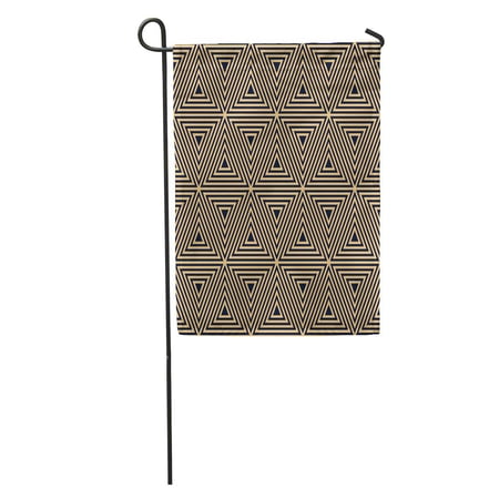 SIDONKU Red Gold on Black Geometric Pattern Based Triangle Forms Garden Flag Decorative Flag House Banner 28x40 inch