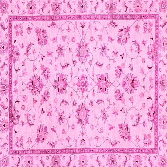 Ahgly Company Indoor Square Oriental Pink Traditional Area Rugs, 7' Square