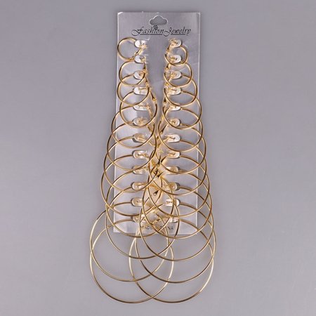 12Pairs Vintage Silver Gold Big Circle Hoop Earrings Women Steampunk Ear Clip