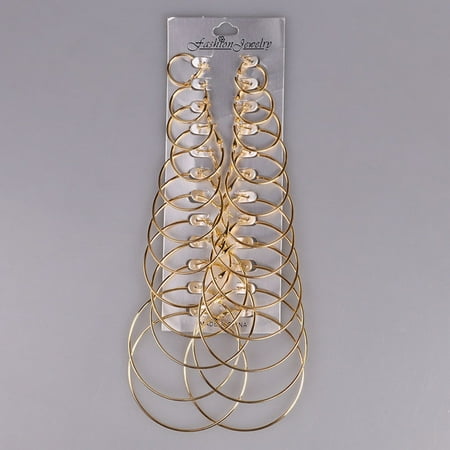 Coyote Circle Earrings - 12Pairs Vintage Silver Gold Big Circle Hoop Earrings Women Steampunk Ear Clip Gold