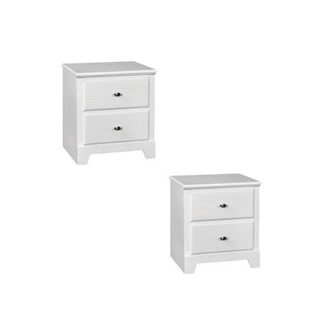 Set of 2 Nightstand with 2 Drawers in White | Walmart Canada