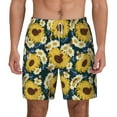 thumbnail image 2 of Picia Sunflowers pattern Mens Swim Trunks with Compression Liner Stretch Beach Shorts Quick Dry with Zipper Pockets No-Chafing Board Shorts-Medium, 2 of 9