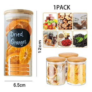 16 Pack Glass Jars with Lids, Bamboo Lids Spice Jars Set For Spice, Beans,  Candy, Nuts, Herbs, Dry Food Canisters (Extra Chalkboard Labels) - 6.5 oz