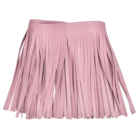 Uxcell 1 Yard 6 Inch Faux Leather Fringe Trim Tassel Fringe for Sewing, Pink