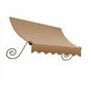 Awntech 3.38 Ft Charleston Sloped Fixed Awning with Scrolled Iron Arms (40.5in x 24in x 24in), Tan