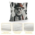 thumbnail image 4 of PHYHOO Animal Throw Pillow Cushion Cover, and Rabbit Glasses in Human Clothes Illustration, Decorative Square Accent Pillow Case, Black Grey White, 4 of 5