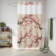 thumbnail image 6 of No Hook Shower Curtain, Spring Flowers Shower Curtains for Bathroom with See Through Top Window, Country Pink Peach Blossoms Botanical Floral Waterproof & Washable Bath Curtain Narrow 54"x78", 6 of 9