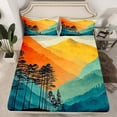 thumbnail image 2 of jejeloiu Orange Sunset Queen Sheet Sets,Natural Scenery Flat Sheet,Boho Bohemian Style Queen Fitted Sheet For Teens,Luxury Bedroom Decor,4-Piece, 2 of 7