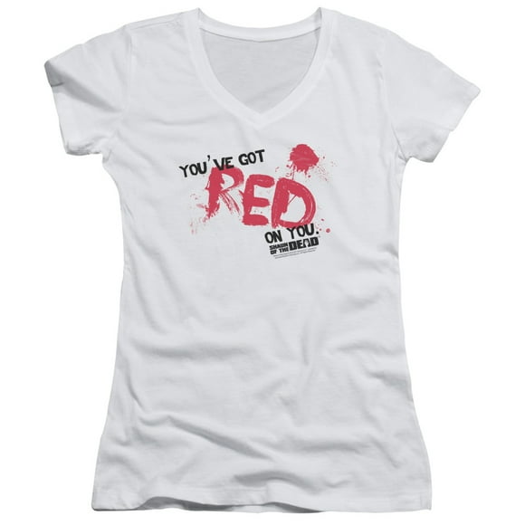 Shaun Of The Dead Red On You Juniors V-Neck Shirt WHITE MD