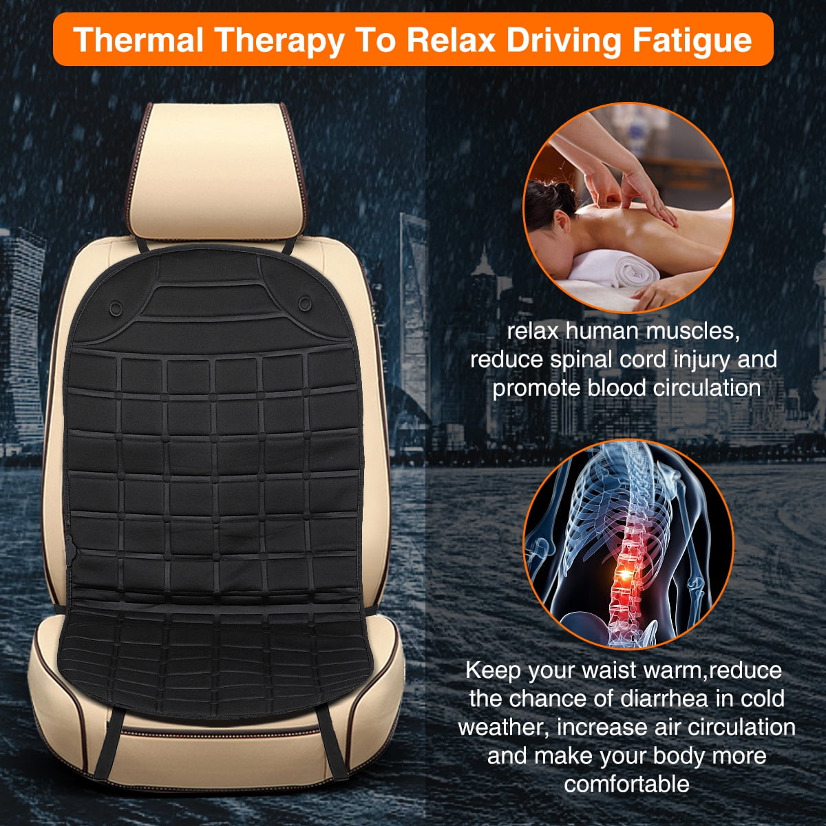 NO//A Universal Car Heated Seat Cushion 12V Heated Seat Cover for Car back heating cushion Car Heated Pad Car Seat Warmer Heater Winter with Temperature Controller /& UK in stock