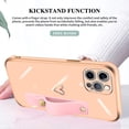 thumbnail image 2 of Compatible with iPhone 12 Pro Case 6.1” Thin for Women Girls,Soft TPU Plating Bumper Wristband Holder Camera Lens Protection Case Slim Shockproof Love Heart Cute Case Cover(Elegant Pink), 2 of 14