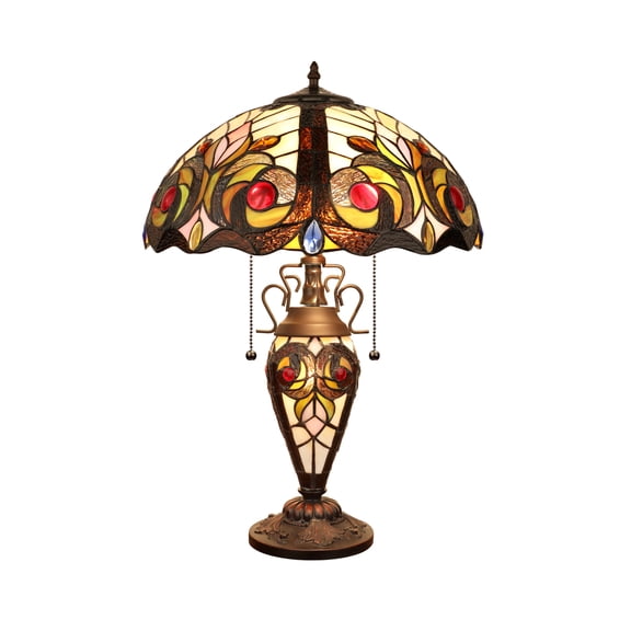 CHLOE Lighting LENNON Tiffany-Style 3-Light Victorian Double Lit Table Lamp 16" Shade