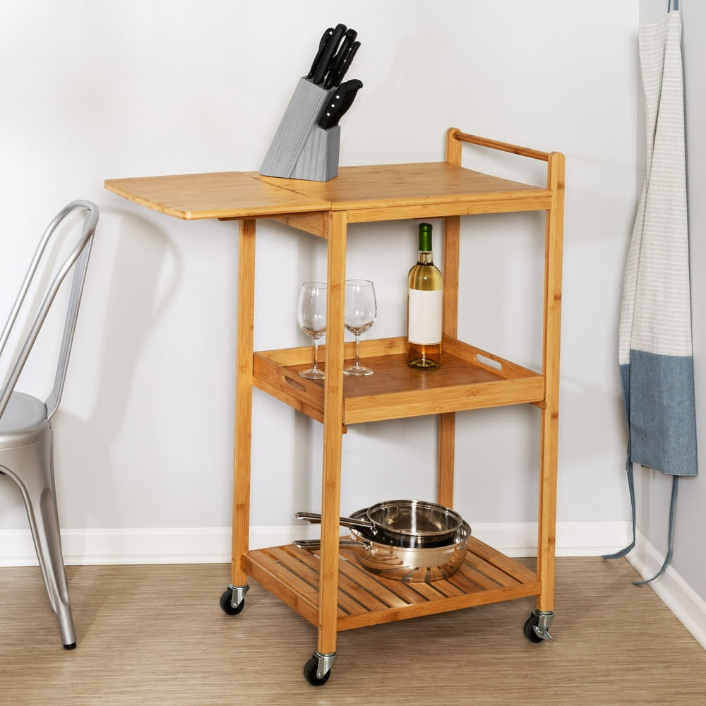 Honey Can Do 38Inch Bamboo Kitchen Cart with Wheels