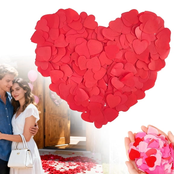 SeekLGT Heart Confetti Tiny Love Paper Sprinkles Biodegradable Heart-Shaped Confetti for Wedding Valentine Birthday Party Crafts