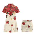 thumbnail image 2 of Psesaysky Christmas Poinsettia Tennis Dress for Women Sun Protection Athletic Golf Dress with Built in Separate Shorts Stretch Soft Short Sleeve Workout Skirt Outfit for Girls Y2K, 2 of 7