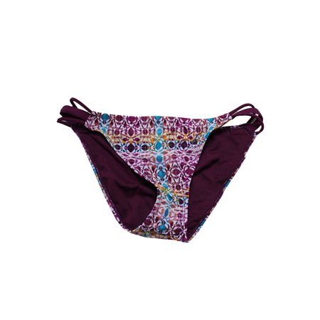 Hula Honey Wine Multi Printed Strappy Hipster Bikini Bottom S