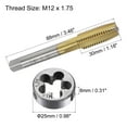 thumbnail image 2 of Unique Bargains M12 x 1.75 Titanium Plated Straight Flute Thread Tap Round Die Tap and Die Set, 2 of 6