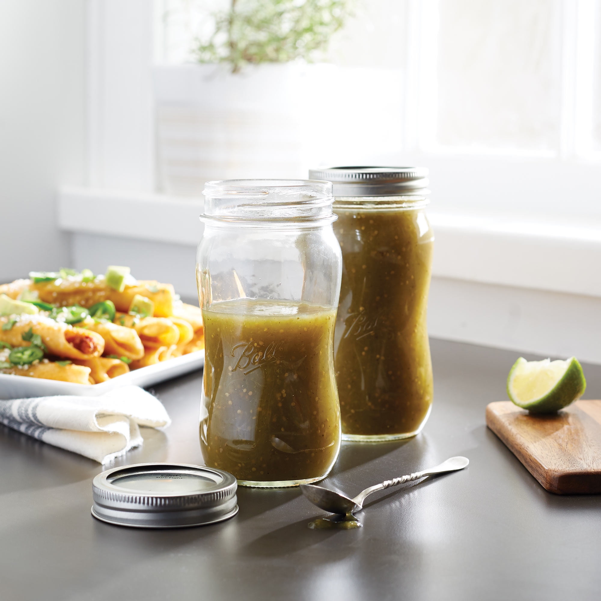 Ball Collection Elite Spiral Regular Mouth 16-Oz. Glass Mason Jars, 4-Count