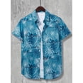 thumbnail image 3 of Camisa hawaiana con estampado de palmeras de coco, camisa informal de manga corta con botones para hombre para vacaciones en la playa en verano, ropa de gran tamaño, 3 of 5