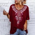 thumbnail image 2 of Camiseta Vintage con estampado étnico para mujer, Blusa de manga con volantes y cuello redondo, ropa informal holgada para mujer, Tops 2022, 2 of 4