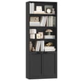 thumbnail image 2 of Hiphuta 73" Tall 6-Tier Bookcase with Cabinet, 26" Wide Minimalist Single Row Bookshelf with 2 Doors and 4 Open Shelves, for Office Living Room, Black, 2 of 7