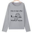 thumbnail image 4 of Moda mujer primavera otoño impreso manga larga cuello redondo Casual Tee Tops Pompotops FGAJ1260, 4 of 5