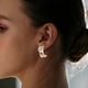 thumbnail image 2 of 1 par de pendientes de aro con forma de tachuela, joyería delicada, elegantes pendientes de flores, joyería para mujer para fiestas y festividades., 2 of 7