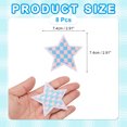 thumbnail image 2 of Uxcell 8 Pcs Parche Bordado en Forma de Estrella a Cuadros para Planchar, Aplicaciones para Coser en Chaquetas, Colección de Ropa, Vestidos, Sombreros, Jeans, Accesorio DIY, Azul Claro/Rosa Claro, 2 of 6