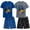 Heather Grey Blue/Black Power Up, variant on Tuff Guys Boys' Pajama Set - 4 Piece Sleep Shirt and Lounge Shorts - Sleepwear for Boys (8-16)