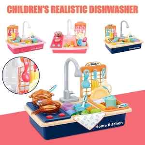 Iumwxz Décor de chambre Jouer Jouet de cuisine Électronique Sink Lave-vaisselle Eau Prestige Jouer Jouets de cuisine Maison Décor mural Pâques Blue Abs,Pp Jusqu'à 45% Départ