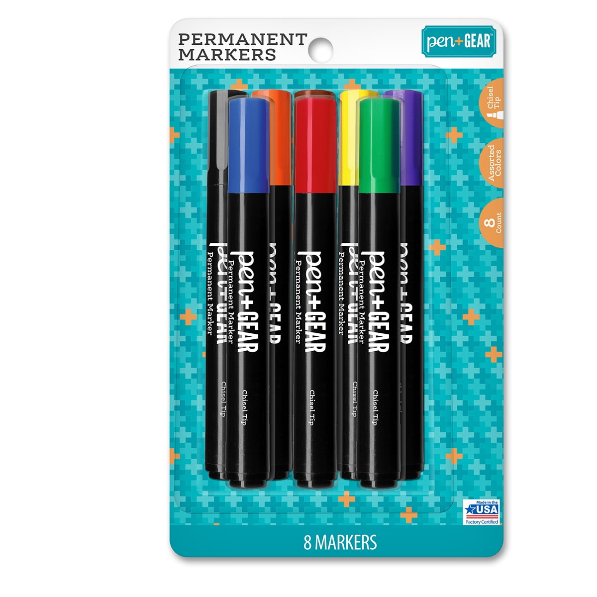 Pen Gear 8 Count Chisel Tip Permanent Markers Walmart Com